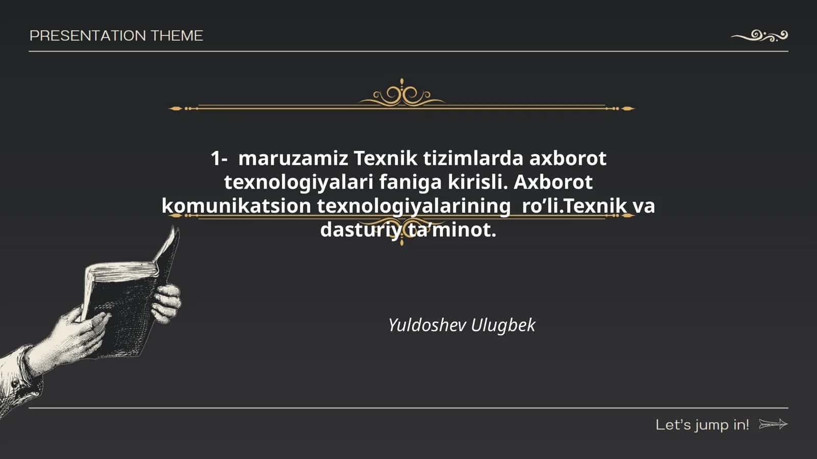 Texnik tizimlarda axborot texnologiyalari faniga kirisli