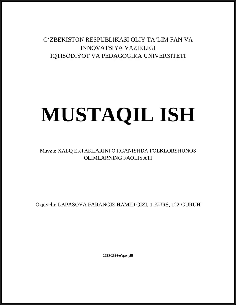 Folklorshunoslik Faoliyati