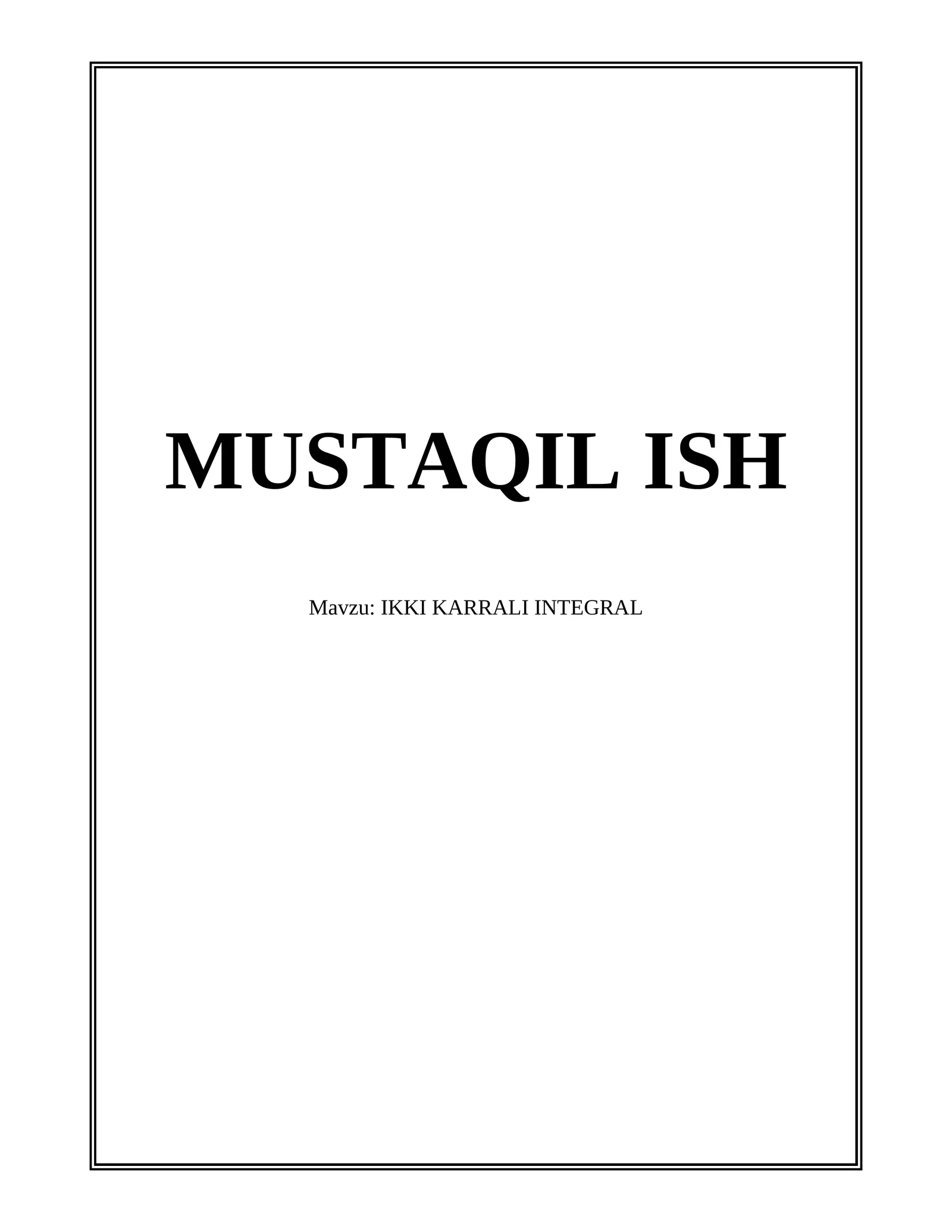 IKKI KARRALI INTEGRAL
