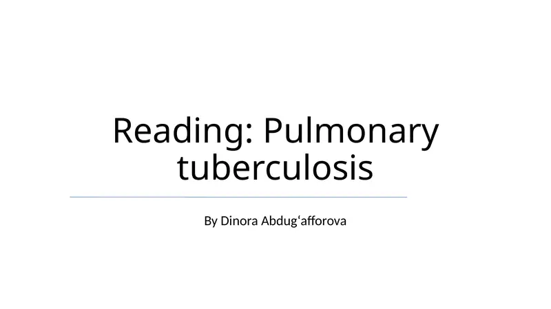 Pulmonary tuberculosis