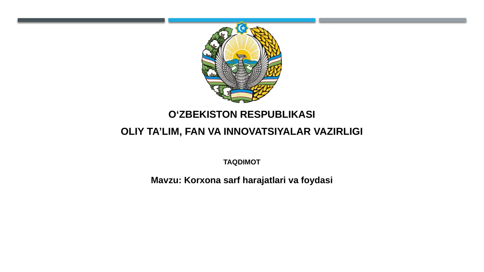 Korxona xarajatlari va daromadlari tahlili
