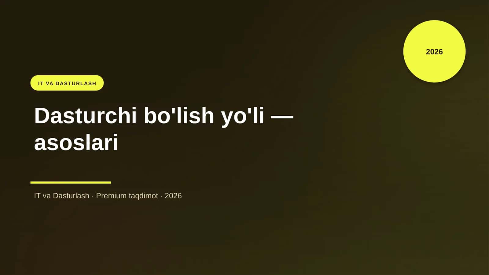 Dasturchi bo'lish yo'li — asoslari