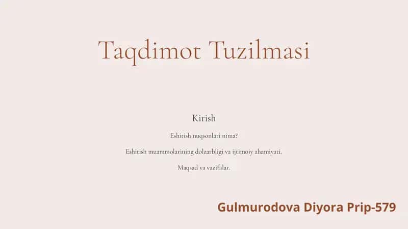 Taqdimot Tuzilmasi