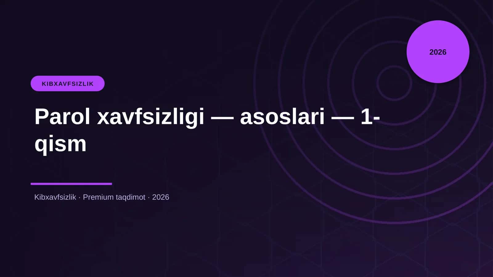 Parol xavfsizligi — asoslari — 1-qism