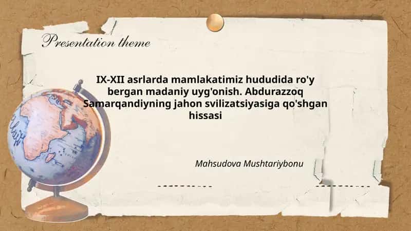 IX-XII asrlarda mamlakatimiz hududida ro'y bergan madaniy uyg'onish