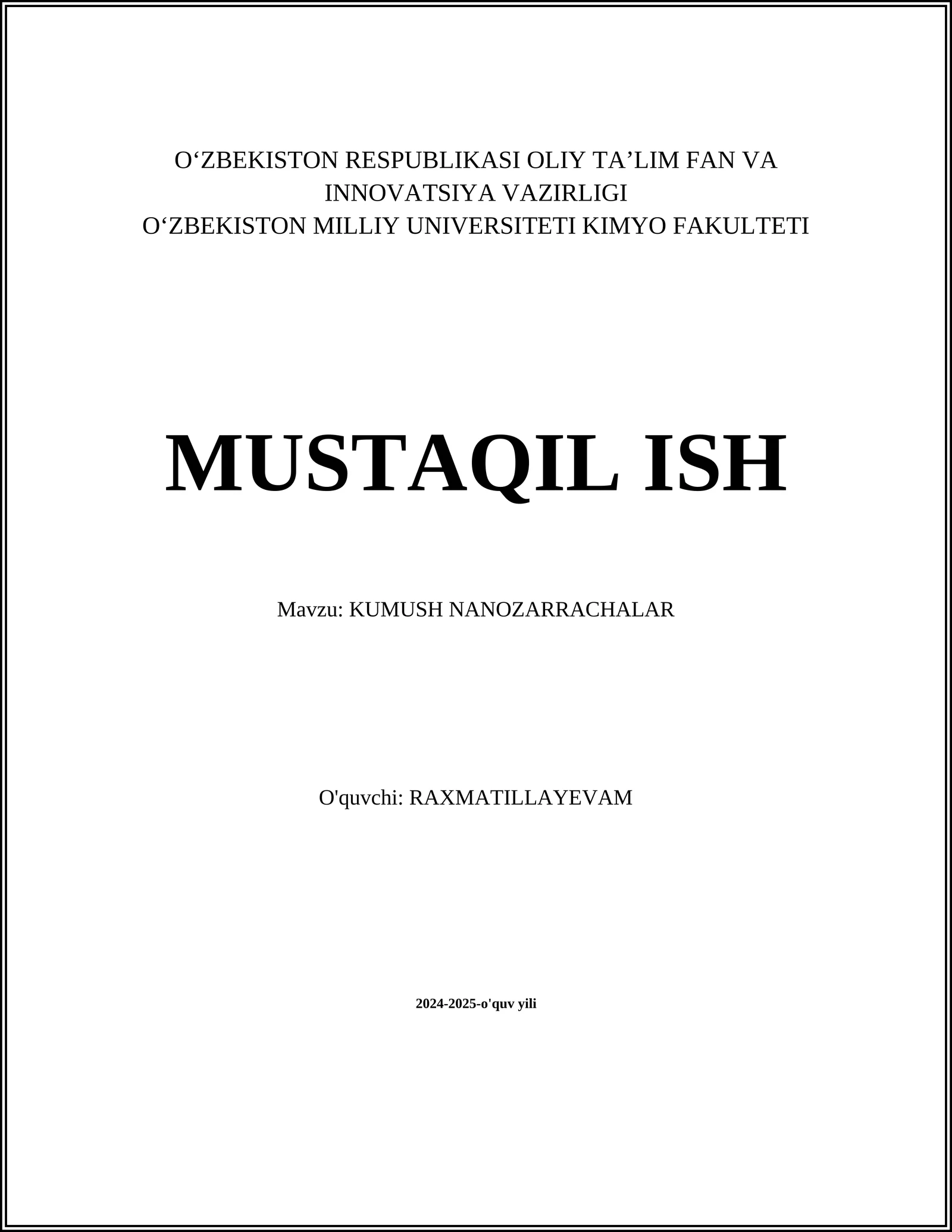 KUMUSH NANOZARRACHALAR