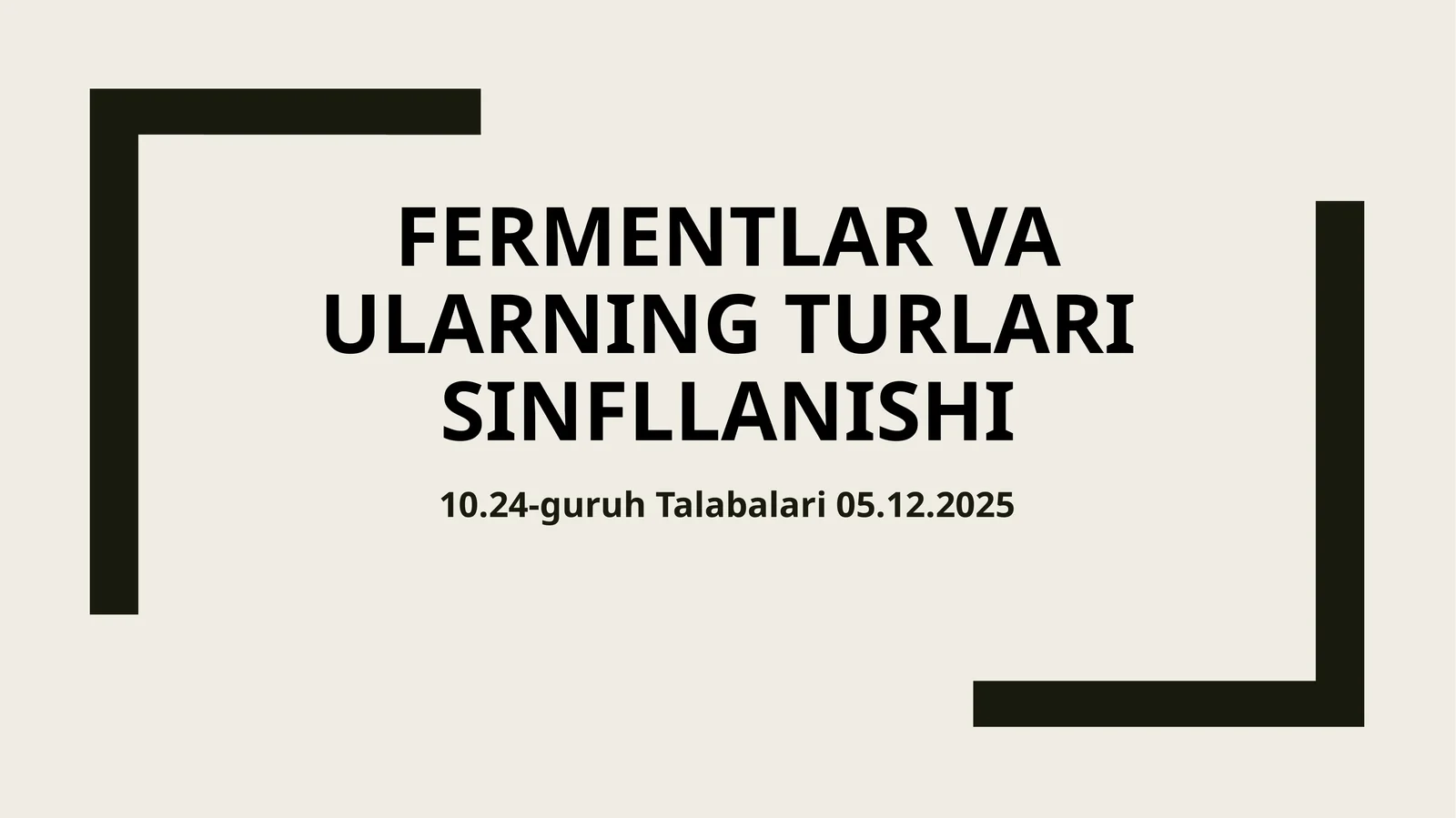 Fermentlar va Ularning Turlari Sinflanishi