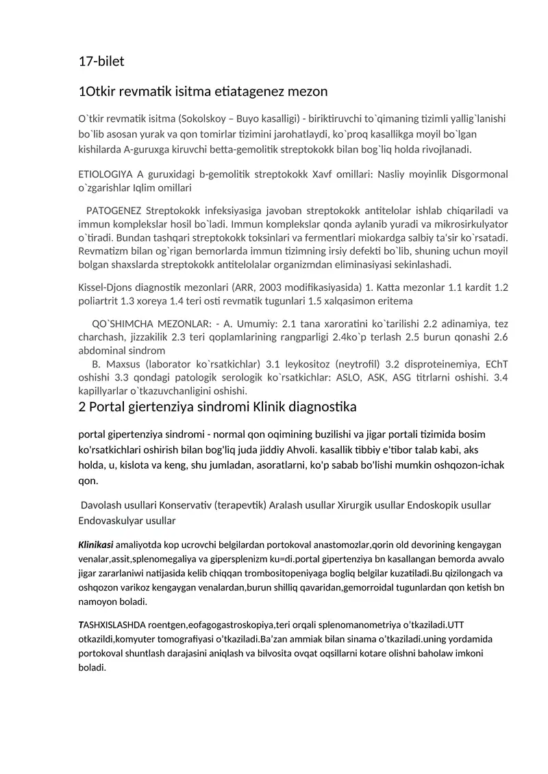 O`tkir revmatik isitma etiatagenez mezon