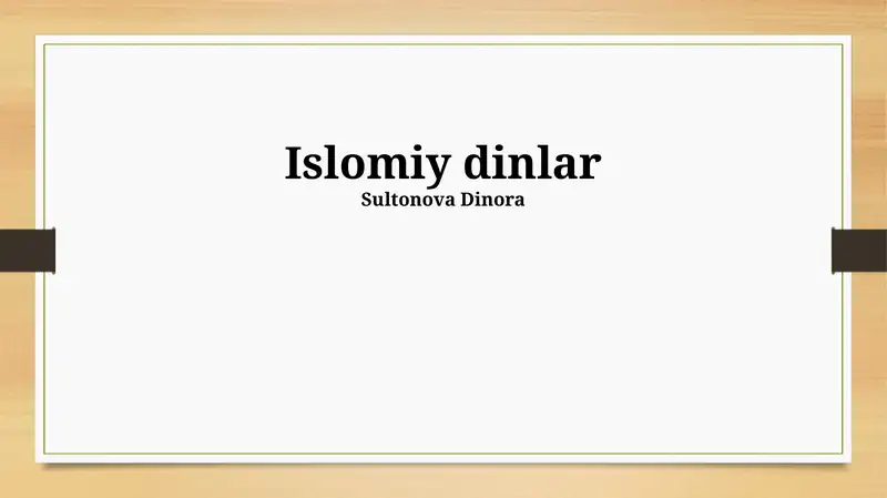 Islomiy dinlar