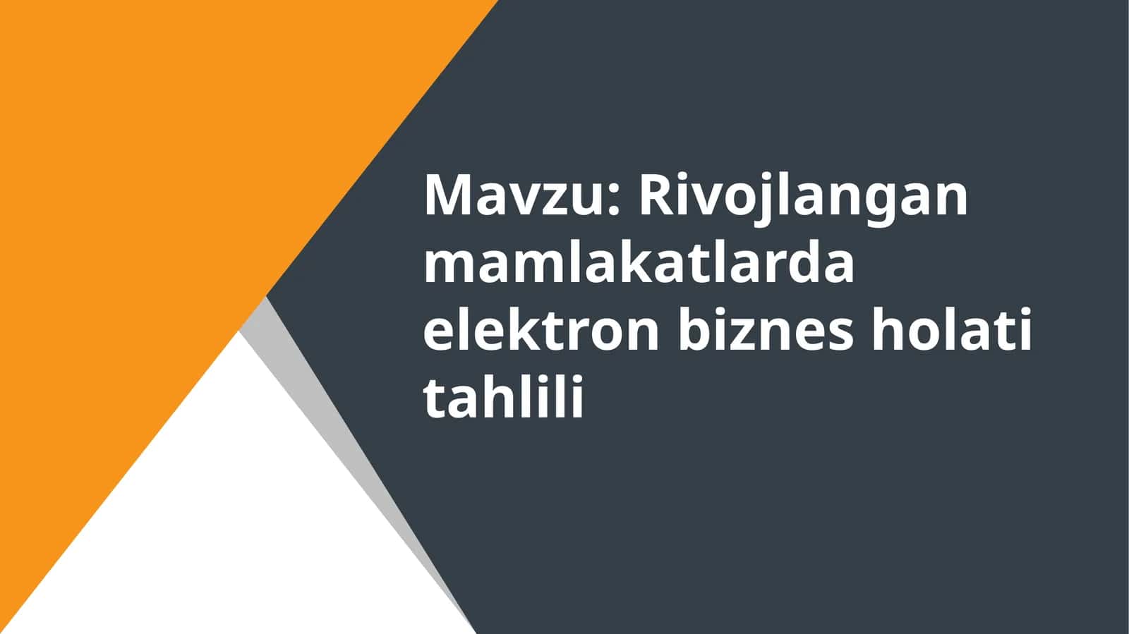 Rivojlangan mamlakatlarda elektron biznes holati tahlili
