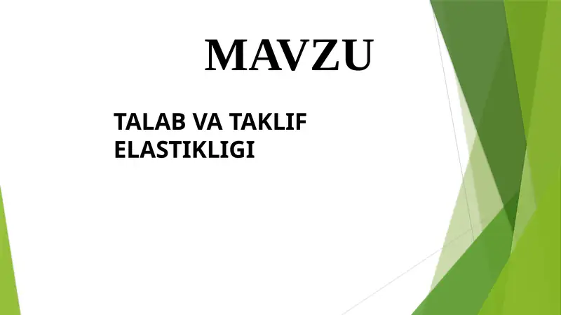 Talab va Taklif Elastikligi