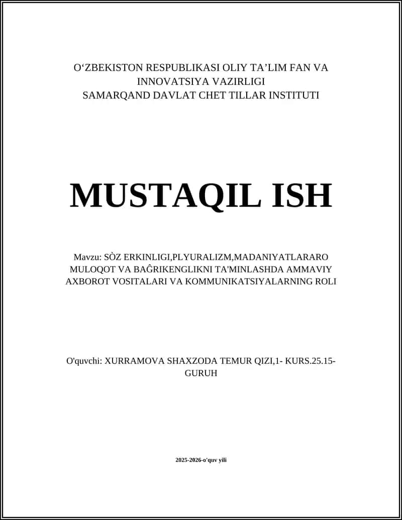 Ommaviy axborot vositalari va kommunikatsiyalarning roli