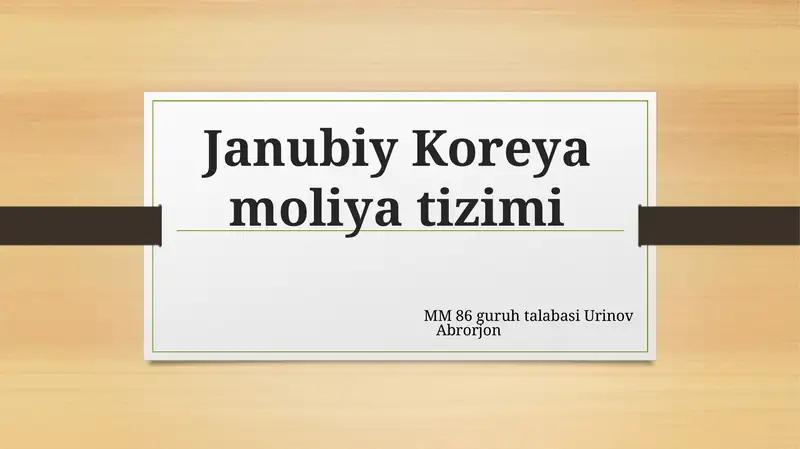 Janubiy Koreya moliyati zimi