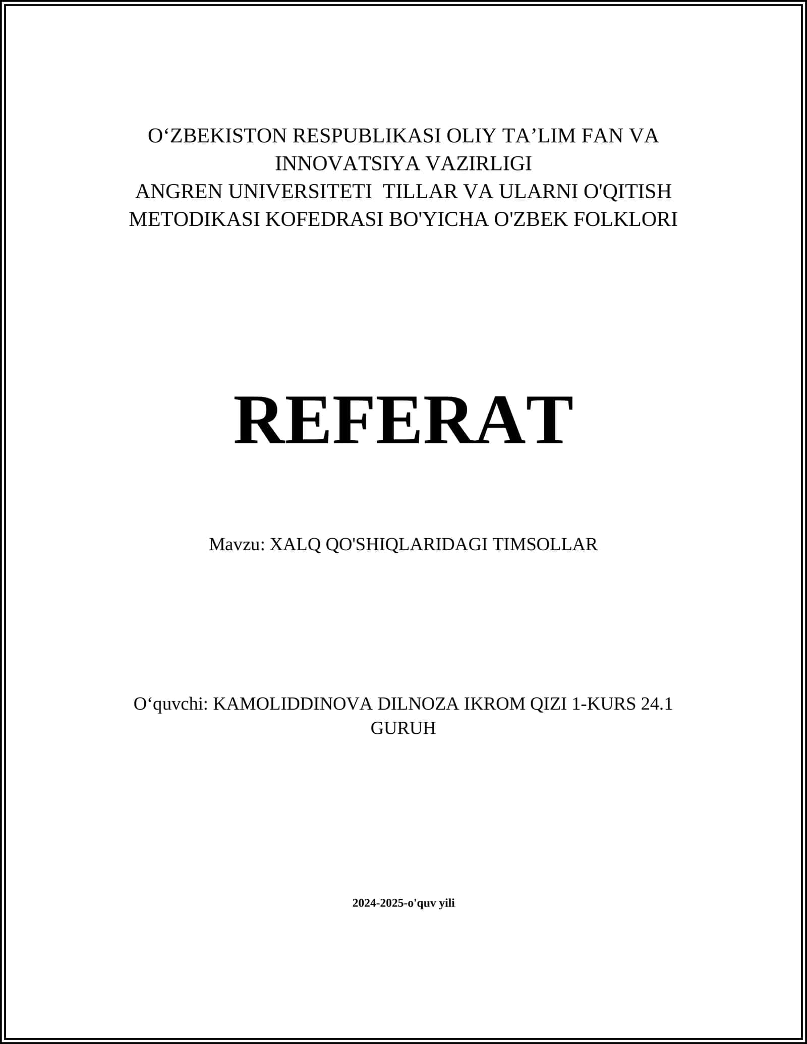 XALQ QO'SHIQLARIDAGI TIMSOLLAR