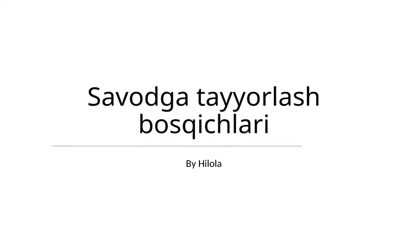 Savodga tayyorlash bosqichlari