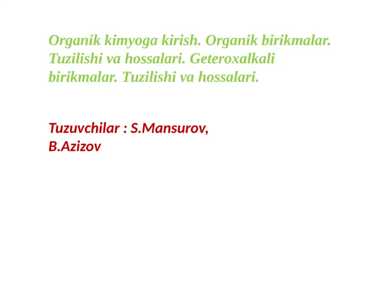Organik kimyoga kirish