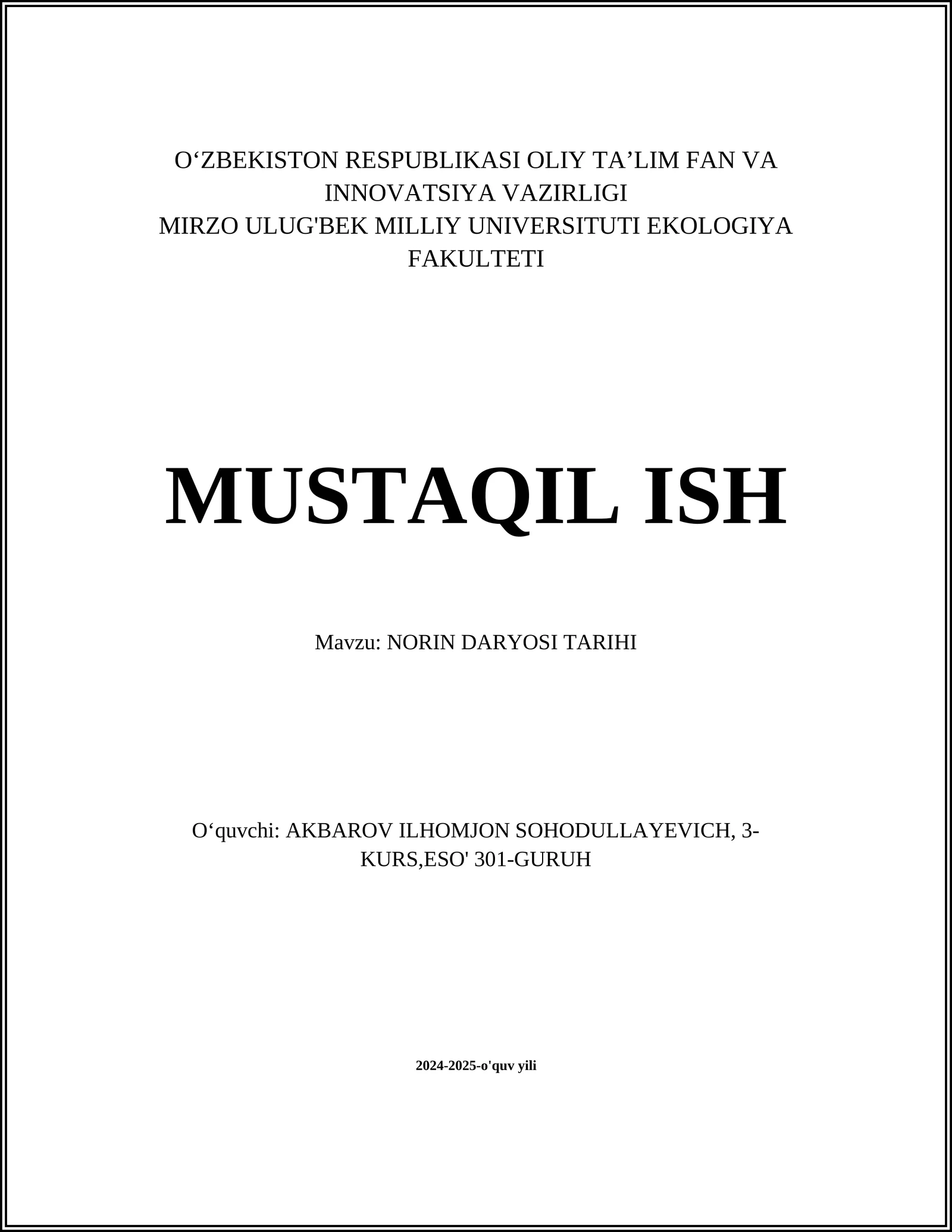 NORIN DARYOSI TARIHI