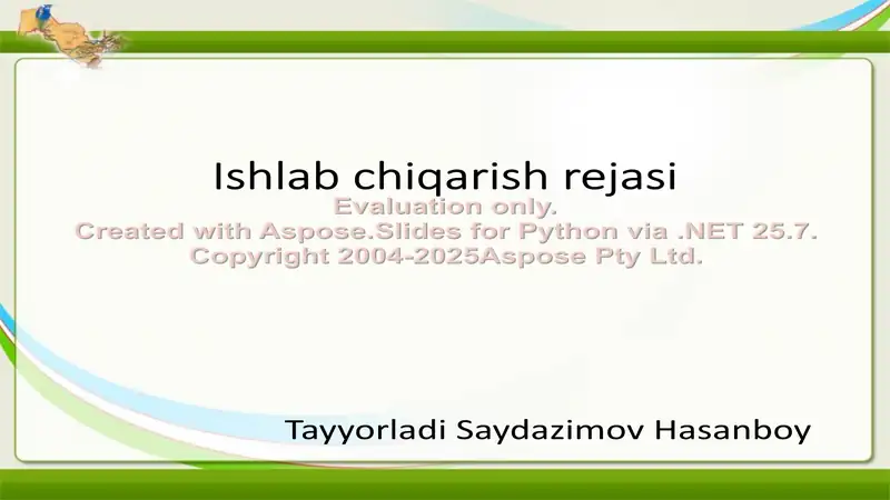 Ishlab chiqarish rejasi