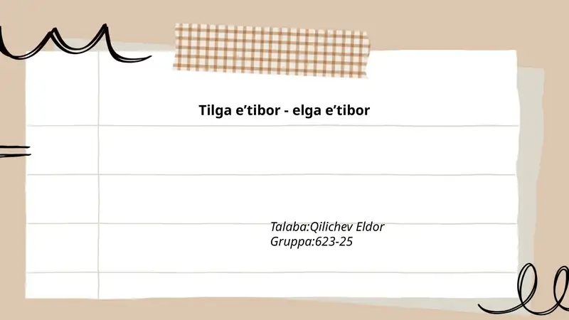 Tilga eʼtibor - elga eʼtibor