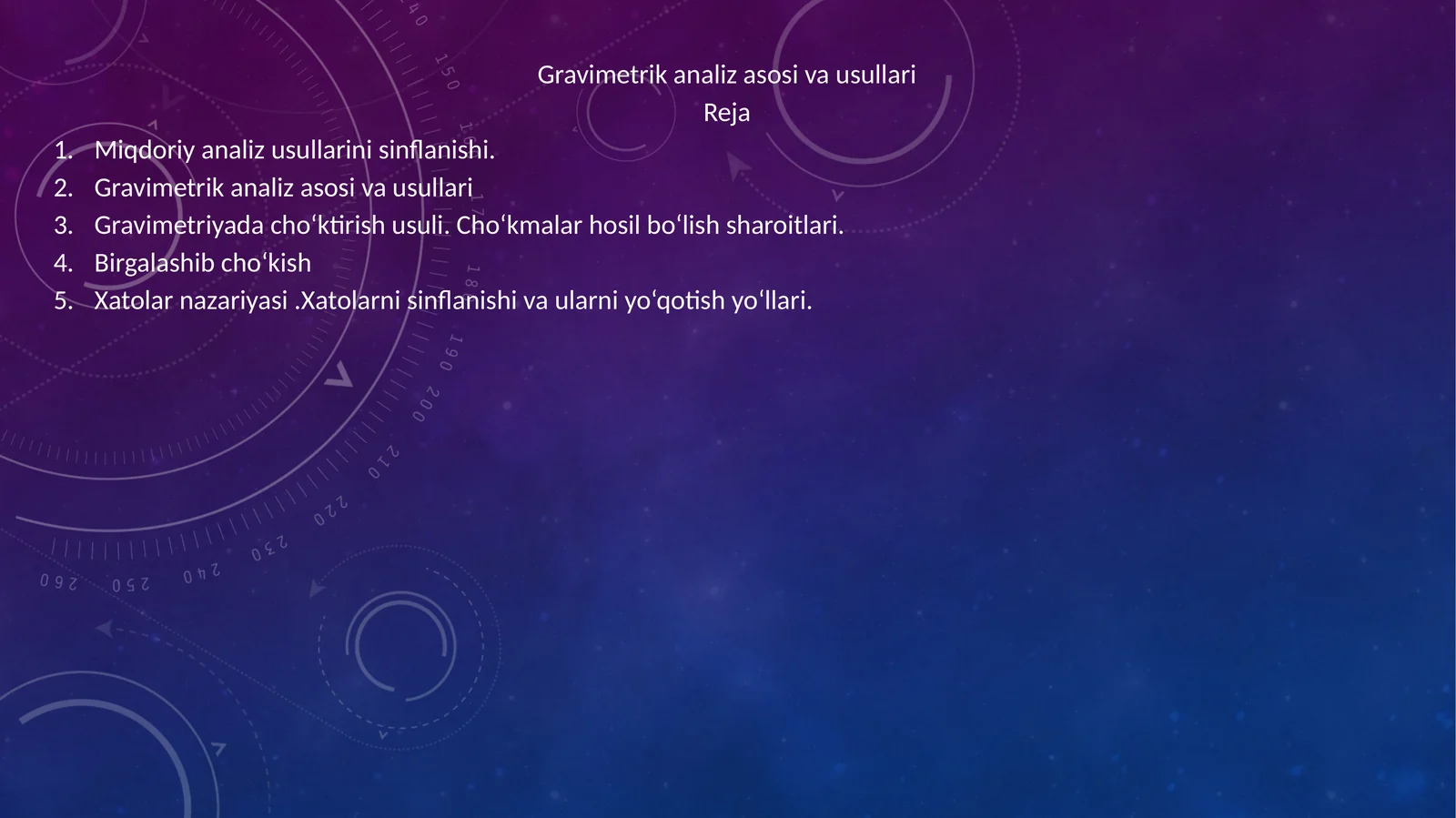Gravimetrik analiz asosi va usullari