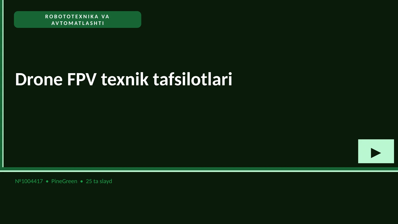 DRONE FPV TEXNIK TAFSILOTLARI
