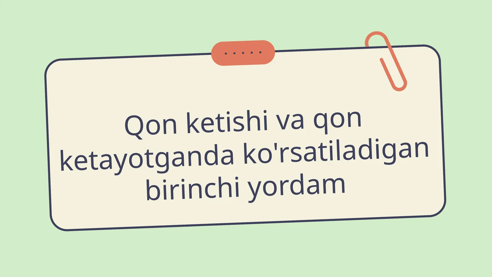 Qon ketishi va qon ketayotganda ko'rsatiladigan birinchi yordam