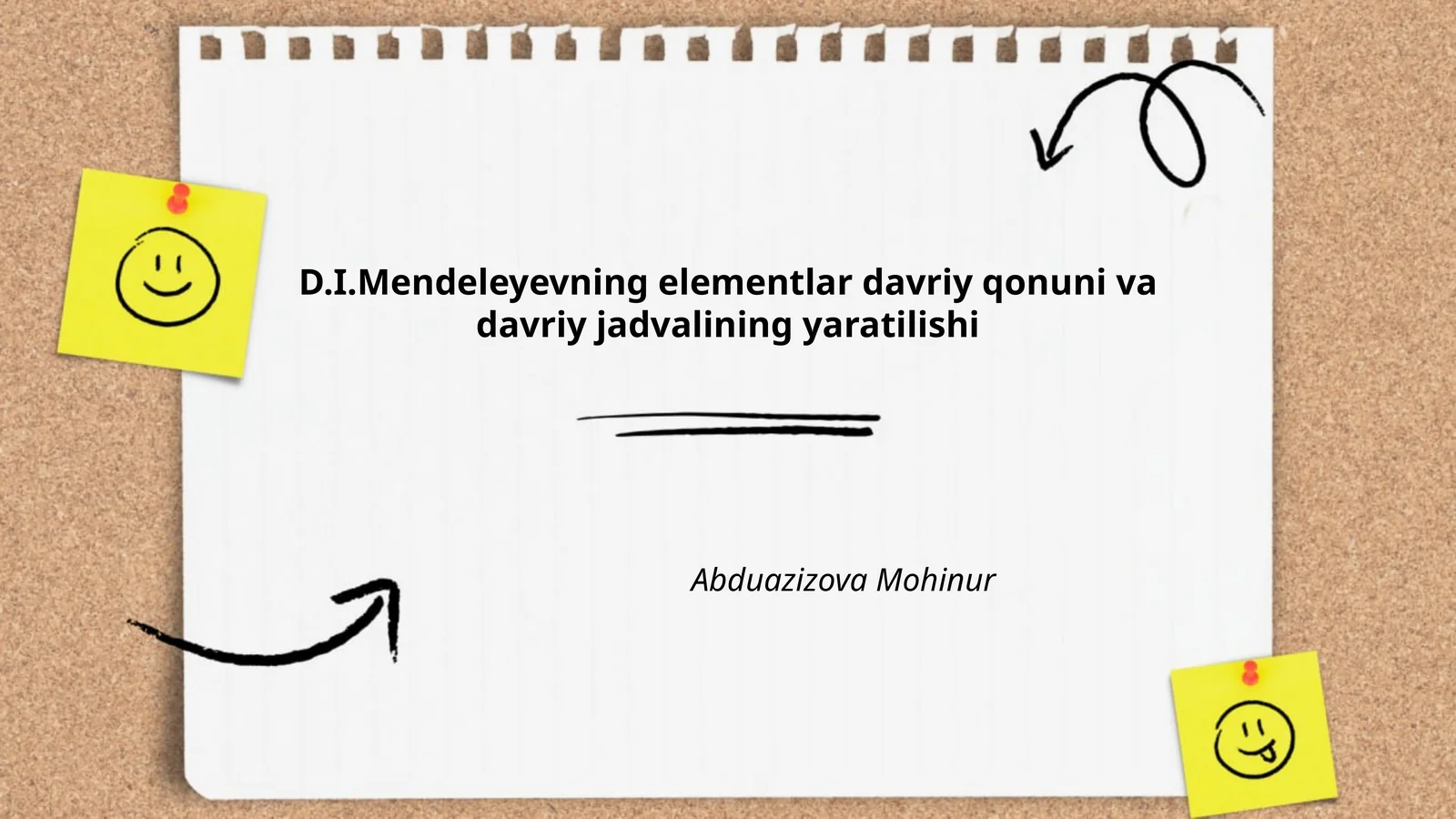 D.I.Mendeleyevning elementlar davriy qonuni va davriy jadvalining yaratilishi