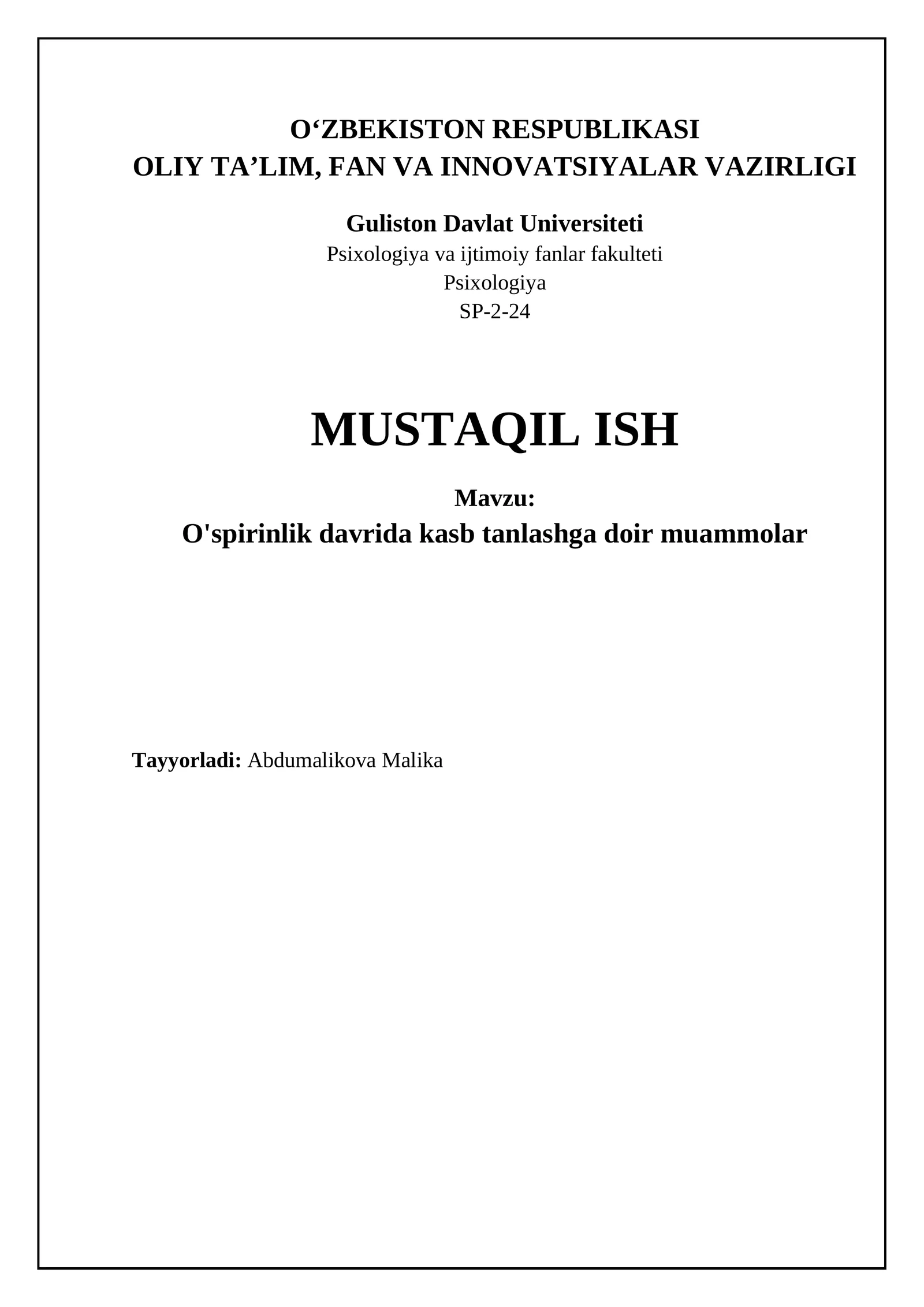 O'smirlik davrida kasb tanlash muammolari: Asosiy omillar