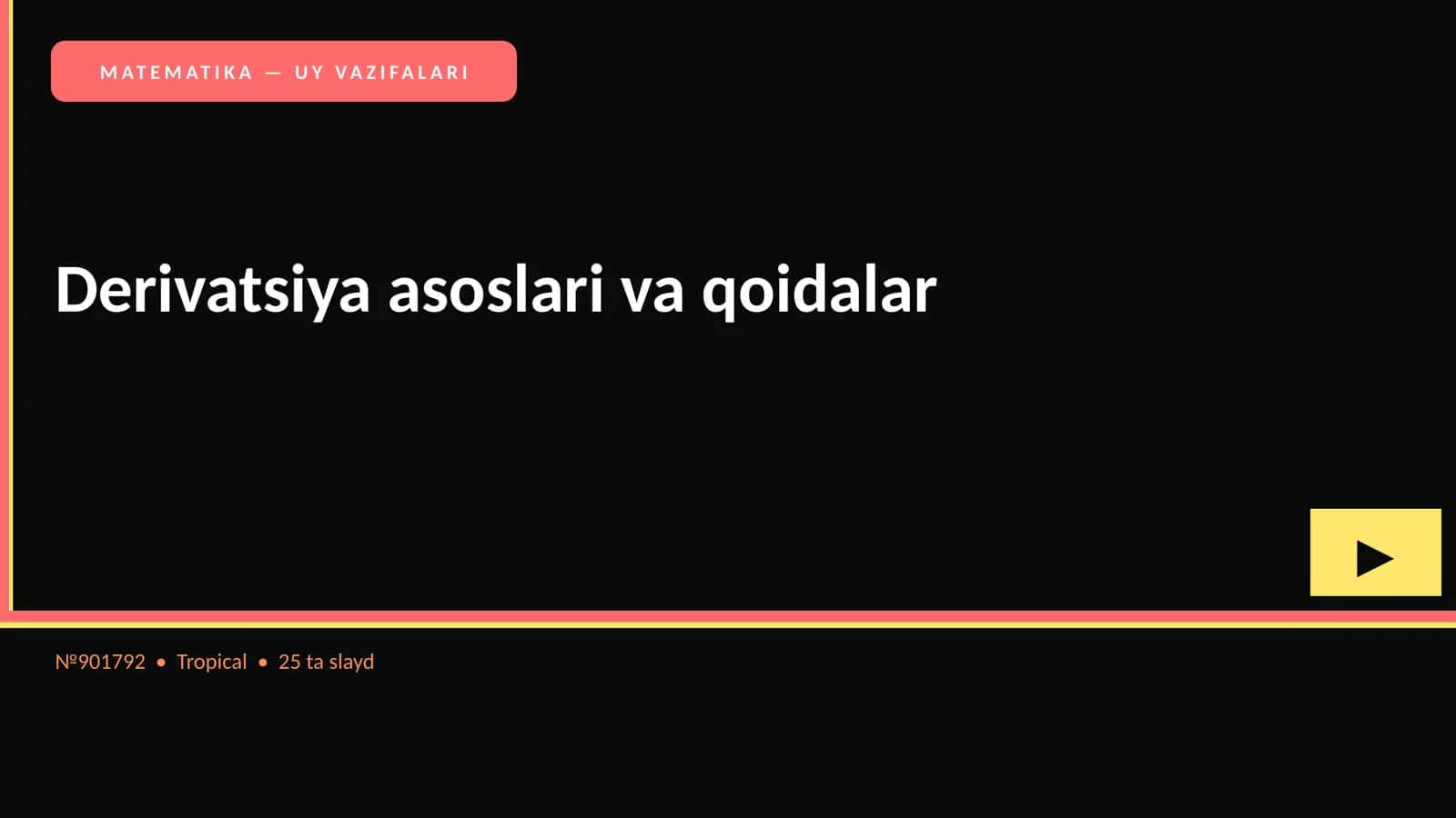 MATEMATIKA — UY VAZIFALARI