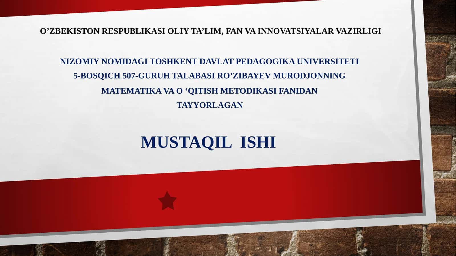 KO’RSATKICHLI TENGLAMA VA TENGSIZLIKLARNI O’QITISH O’QITISH METODIKASI