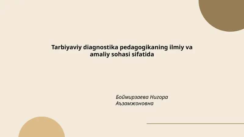 Tarbiyaviy Diagnostika
