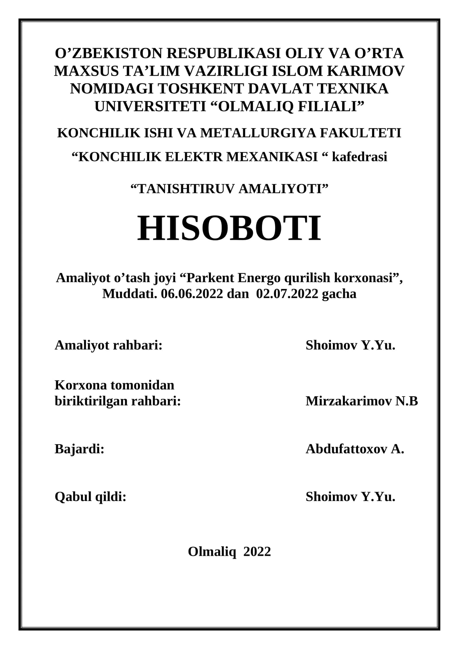 TANISHTIRUV AMALIYOTI