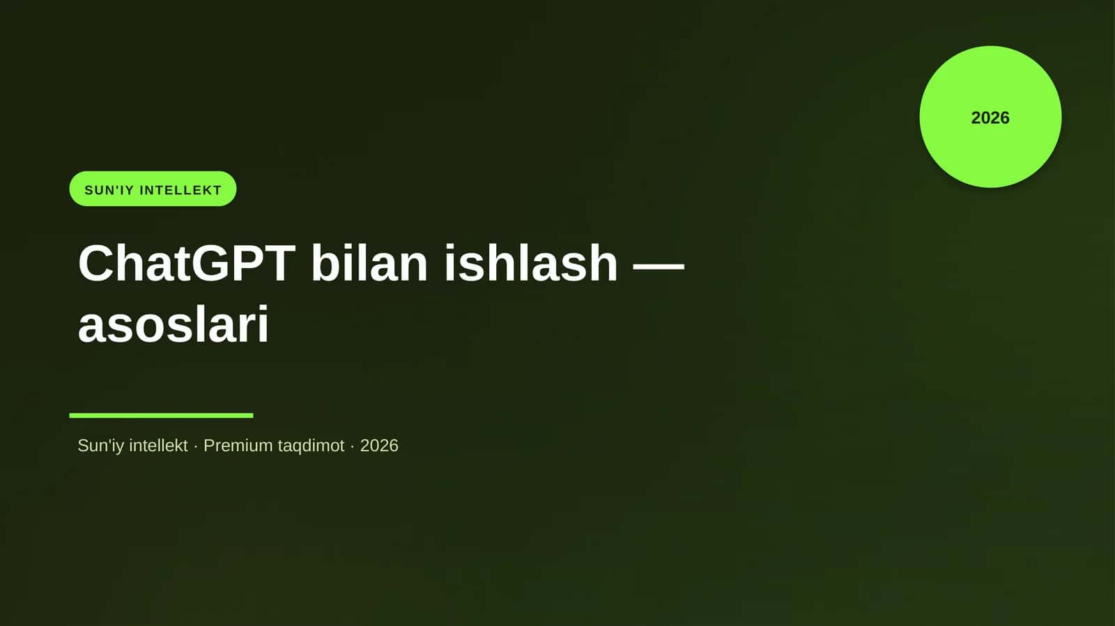 ChatGPT bilan ishlash — asoslari