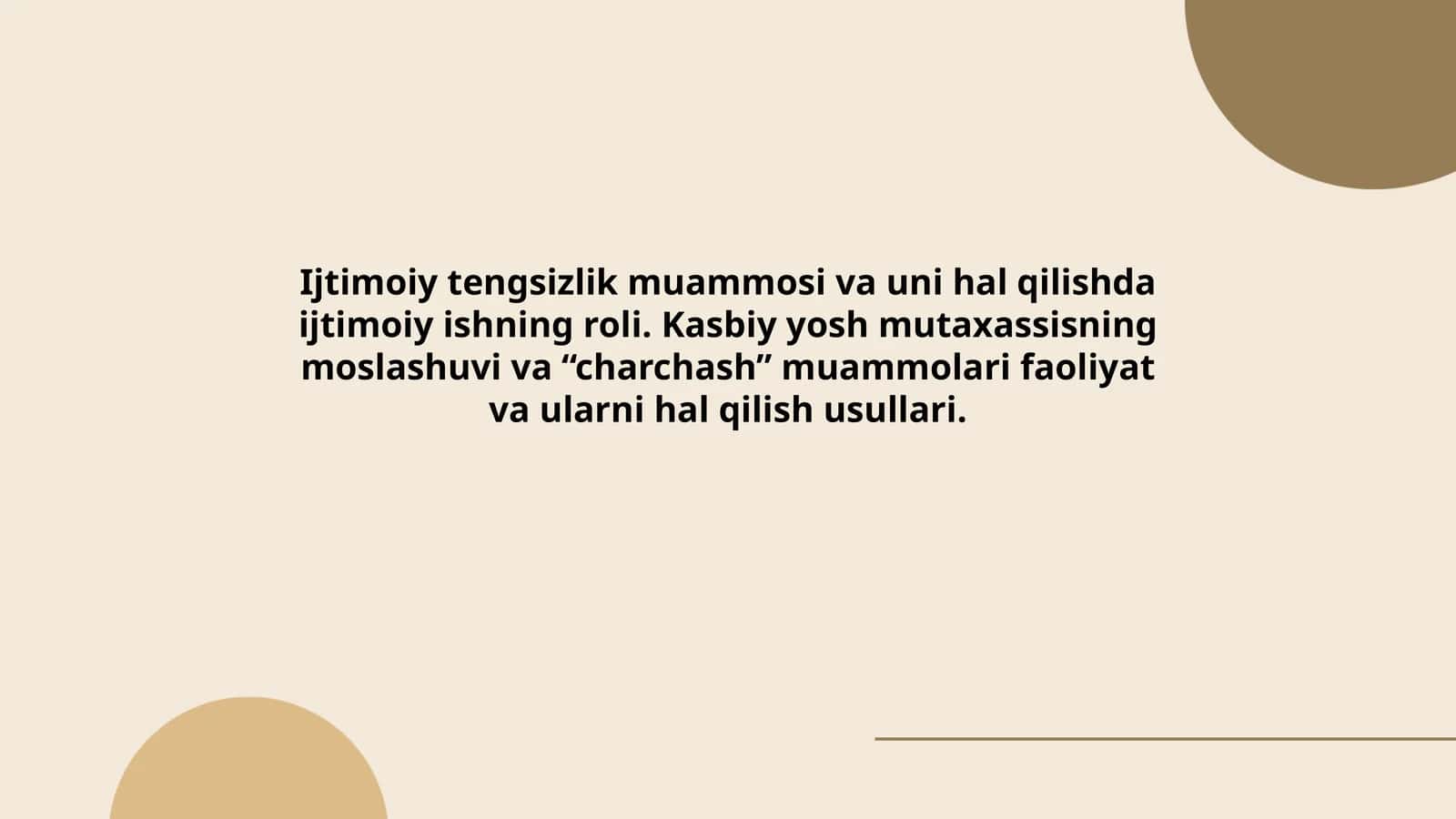Ijtimoiy tengsizlik muammosi va uni hal qilish