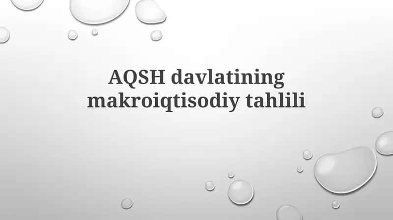 AQSH davlatining makroiqtisodiy tahlili