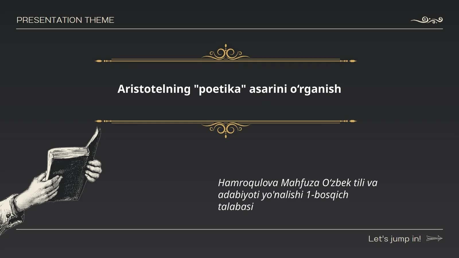 Aristotelning "Poetika" asarini o‘rganish