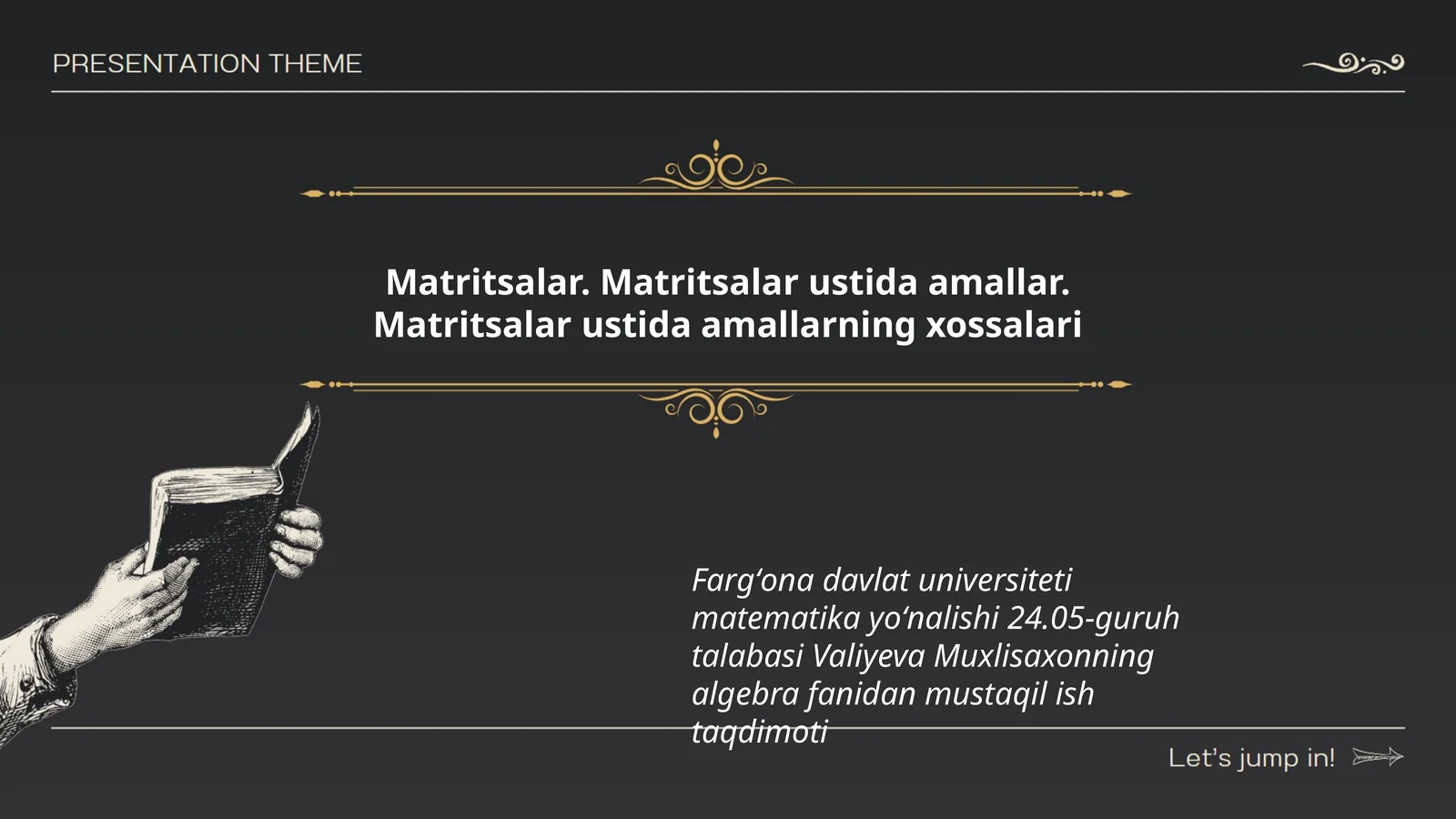 Matritsalar. Matritsalar ustida amallar. Matritsalar ustida amallarning xossalari