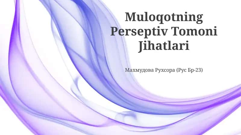 Muloqotning Perseptiv Tomoni Jihatlari