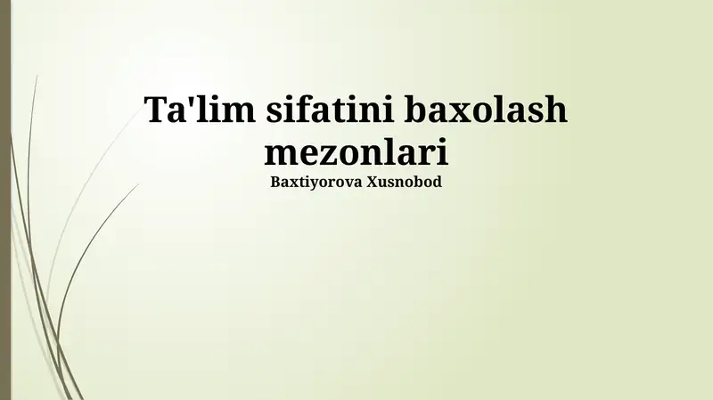 Ta'lim sifatini baxolash mezonlari