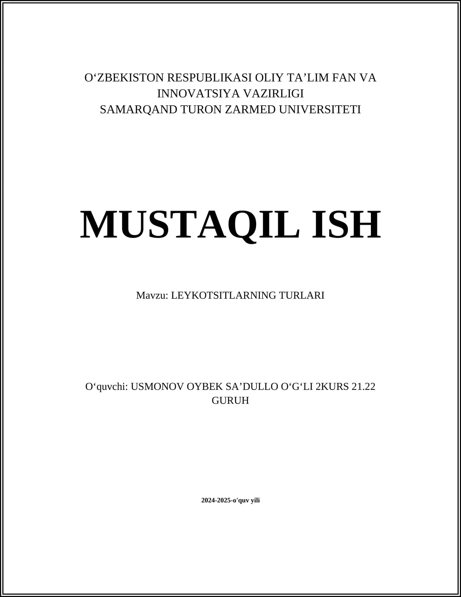 LEYKOTSITLARNING TURLARI