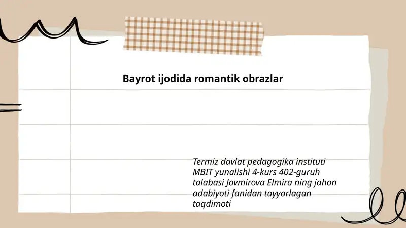 Jahon adabiyoti fanidan tayyorlagan taqdimoti