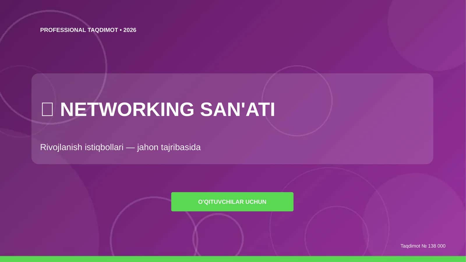 Networking san'ati: rivojlanish istiqbollari (jahon tajribasida) [o'qituvchilar uchun]
