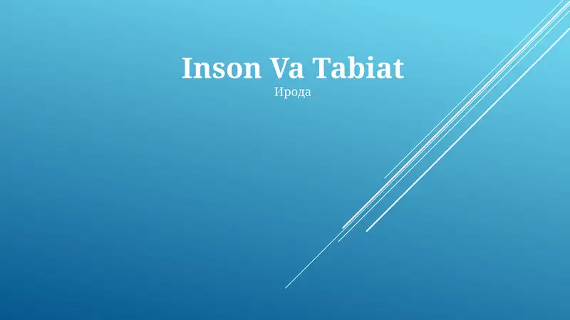 Inson Va Tabiat