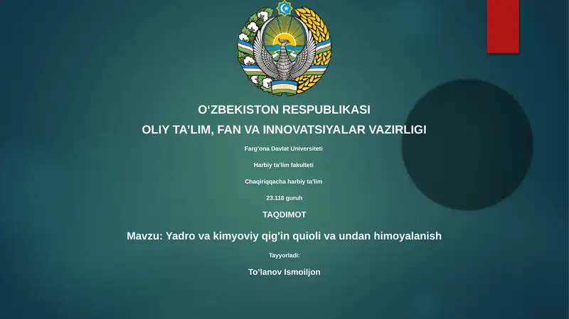 Yadro va kimyoviy qig'in quioli va undan himoyalanish