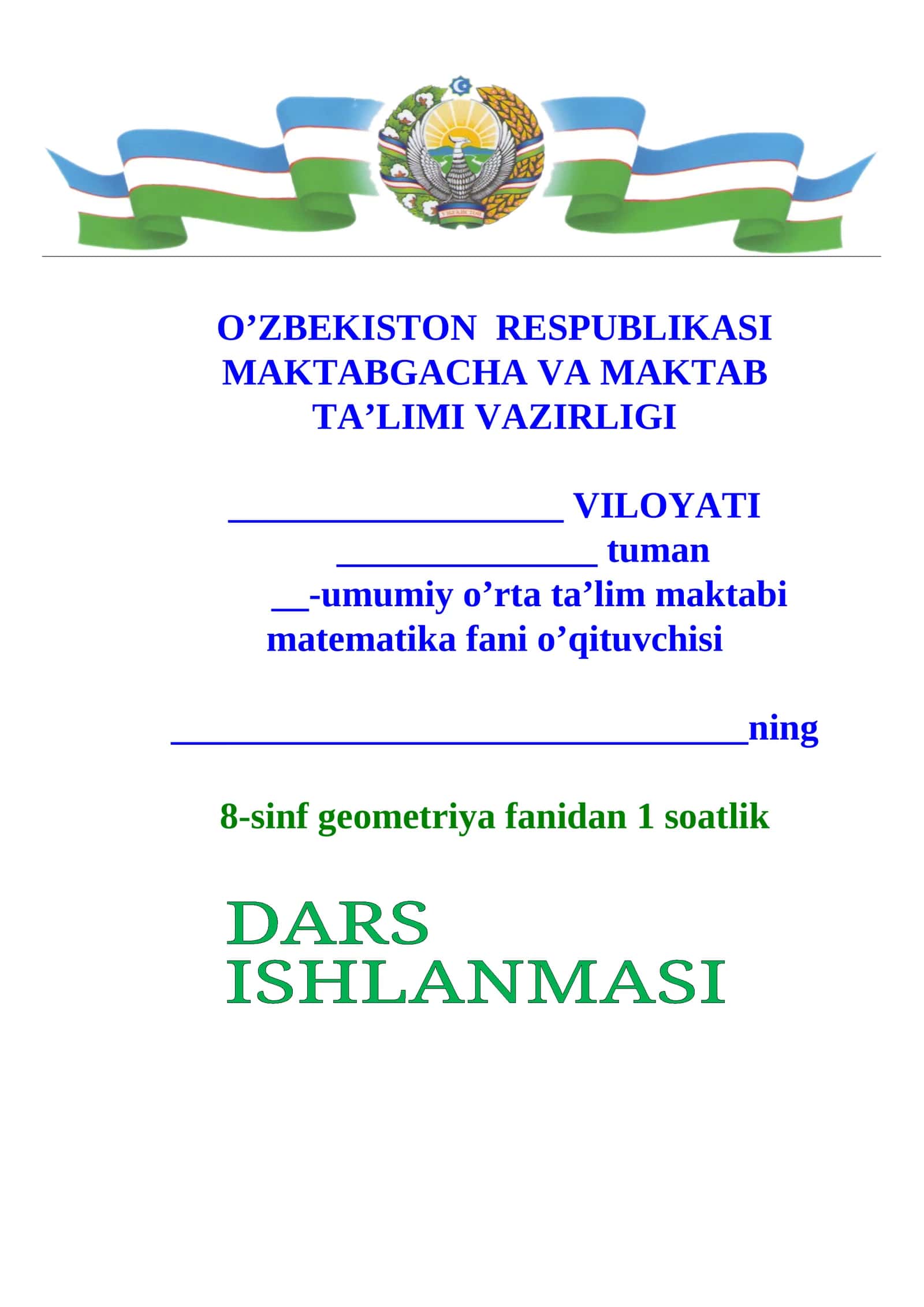 8-sinf geometriya fanidan 1 soatlik dars