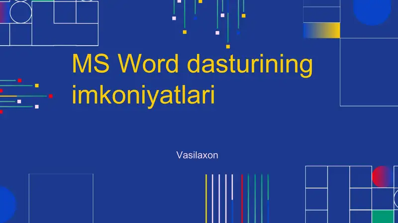 MS Word dasturining imkoniyatlari
