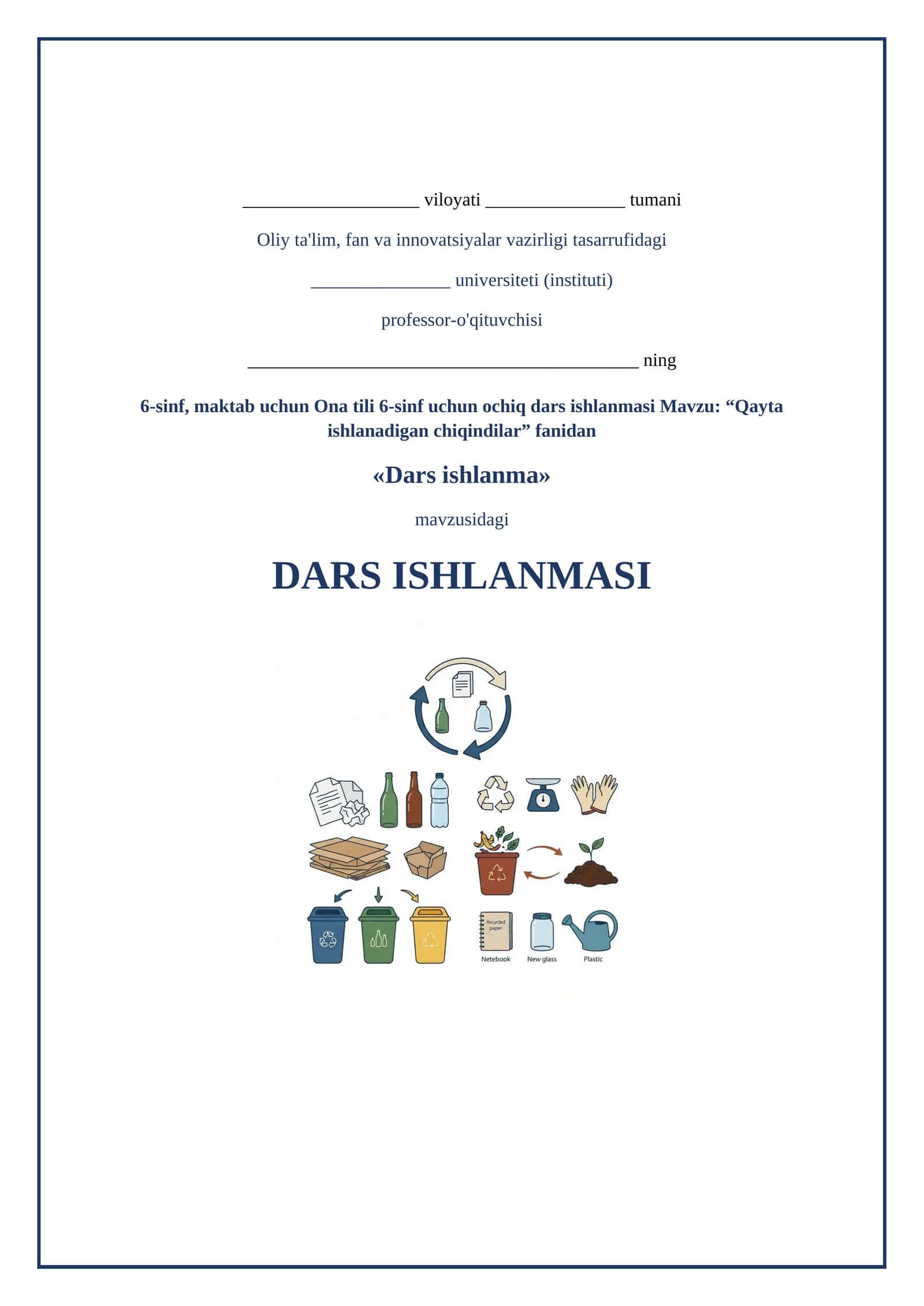 Lesson on Dars ishlanma