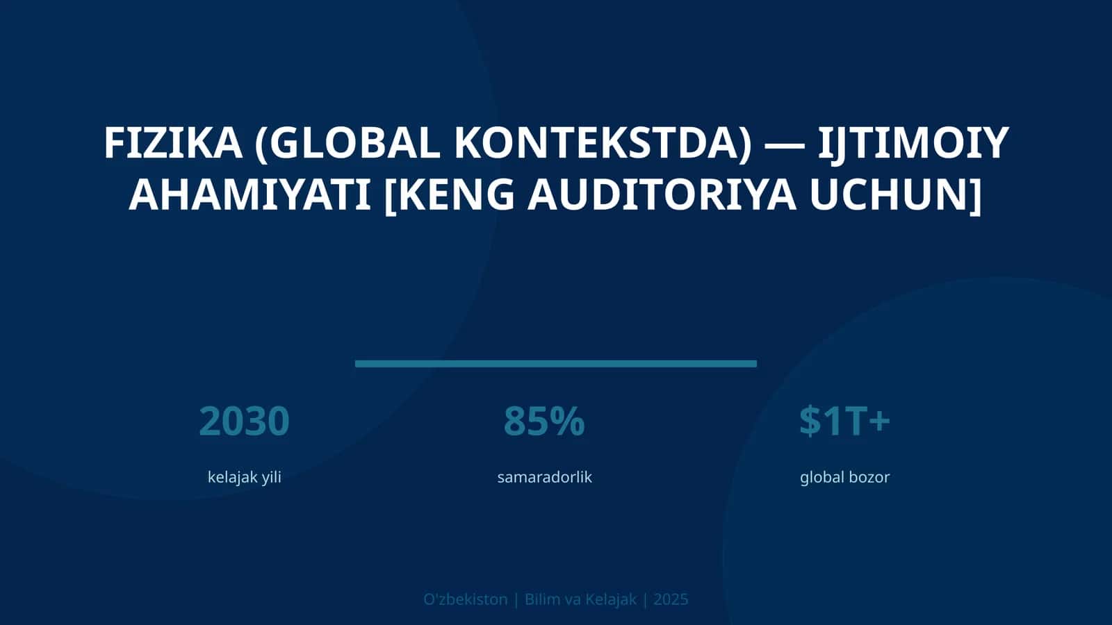 FIZIKA (GLOBAL KONTEKSTDA) — IJTIMOIY AHAMIYATI [KENG AUDITORIYA UCHUN]