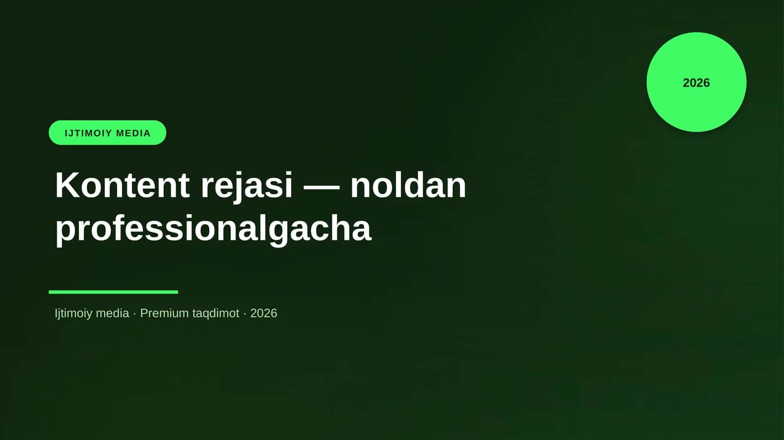 Kontent rejasi — noldan professionalgacha