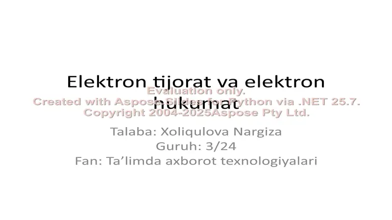 Elektron tijorat va elektron hukumat